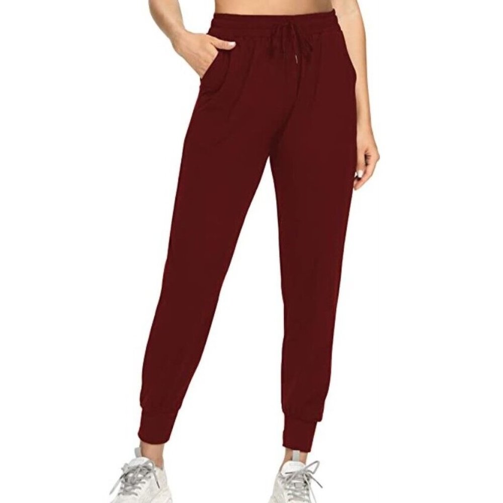 NWT Women's Harmony Balance Fleece Jogger Gym Sport Maroon Size L $40 A367